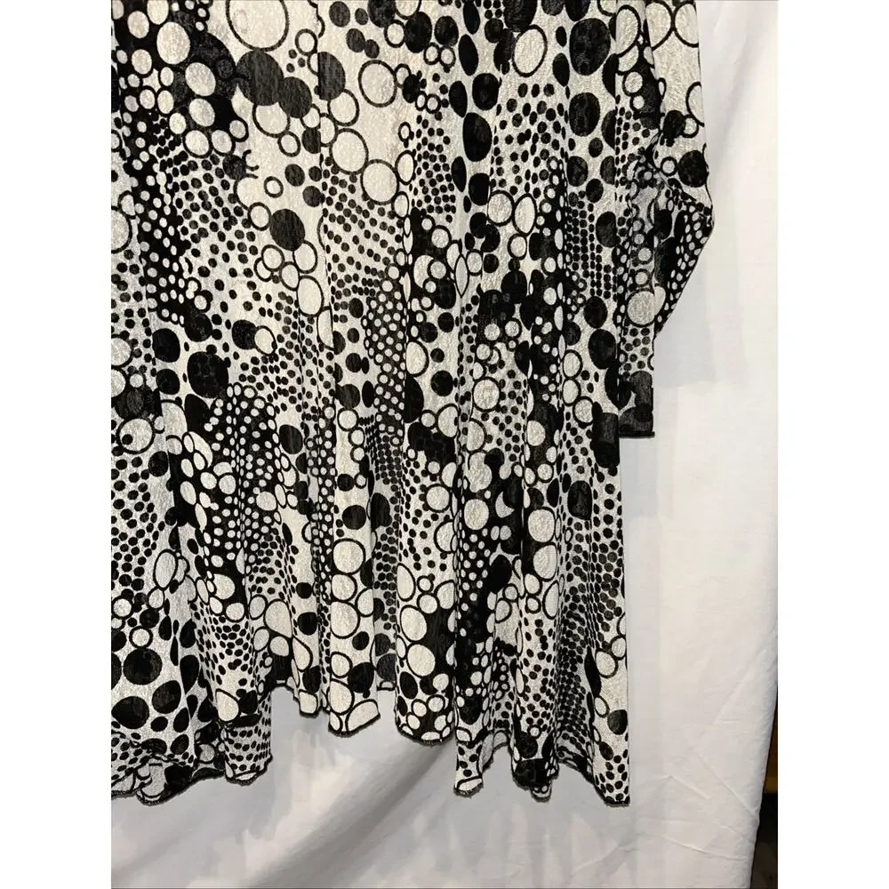Ali Miles Cardigan Womens Plus 3X Black White Sheer Mesh Sweater Lightweight - Picture 12 of 13